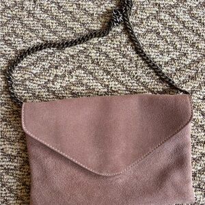 JCrew Suede Tan Clutch Bag with shoulder chain
